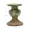 Hello Honey® Distressed Green 2-Tone Sculptural Terracotta Pillar Candle Holder